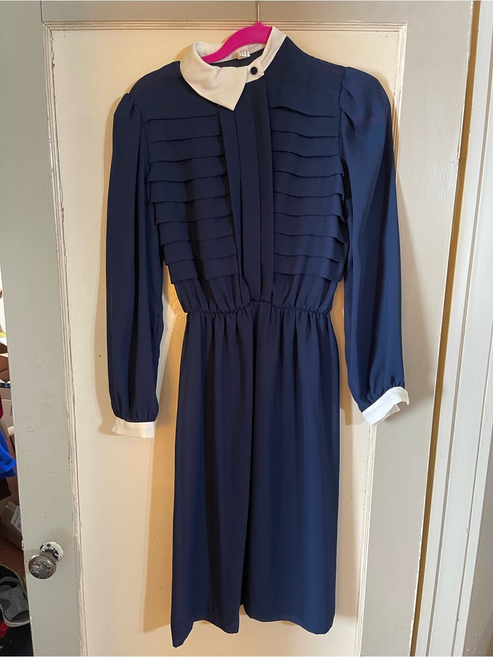Vintage 70s Union Made Navy Dress